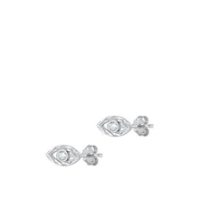 Load image into Gallery viewer, Sterling Silver Rhodium Plated Clear CZ Eye Earrings