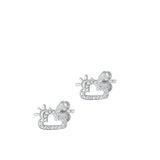 Sterling Silver Rhodium Plated Cloud And Sun Clear CZ Earrings
