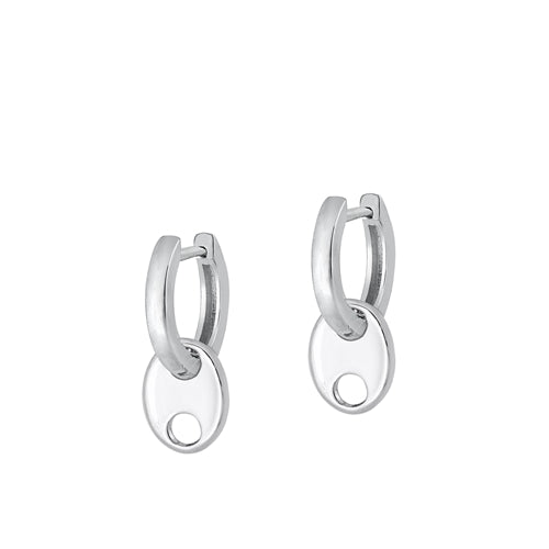 Sterling Silver Hoop Rhodium Plated Assorted Plain Earrings