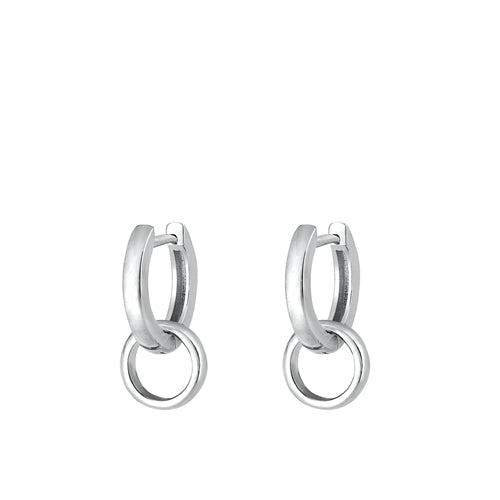 Sterling Silver Rhodium Plated Hoop Assorted Plain Earrings