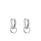 Sterling Silver Rhodium Plated Hoop Assorted Plain Earrings