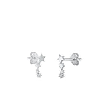 Load image into Gallery viewer, Sterling Silver Rhodium Plated Stars Clear CZ Earrings