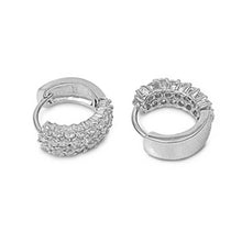 Load image into Gallery viewer, Sterling Silver Elegant Design with Pave Clear Czs Huggie Hoop EarringAnd Earring Height of 12MM