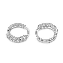 Load image into Gallery viewer, Sterling Silver Classy Huggie Hoop Earring Set with Round Clear CzAnd Earring Height of 15MM and Thickness of 2MM