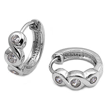 Load image into Gallery viewer, Sterling Silver Round Shaped With Micropave CZ Huggie Hoop EarringsAnd Height 12mm