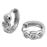 Sterling Silver Round Shaped With Micropave CZ Huggie Hoop EarringsAnd Height 12mm