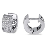 Sterling Silver Wide Huggie Hoop Earring with Micro Pave CzsAnd Earring Diameter of 6x10MM