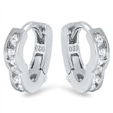 Sterling Silver Thick Round Shaped with Cubic Zirconia Huggie Hoop Earrings and Dimensions 10 x 11mm