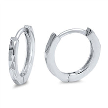 Load image into Gallery viewer, Sterling Silver Thin Round Shaped Huggie Hoop EarringsAnd Dimensions 12 x 12mm