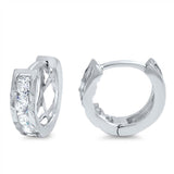 Sterling Silver Thick Round Shaped With Cubic Zirconia Huggie Hoop EarringsAnd Dimensions 12 x 13mm