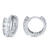 Sterling Silver Thick Round Shaped With Cubic Zirconia Huggie Hoop EarringsAnd Dimensions 10 x 12mm