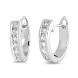 Sterling Silver Huggie Hoop Earrings With CZ Stones