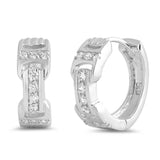 Sterling Silver Huggie Hoop Earrings With CZ Stones