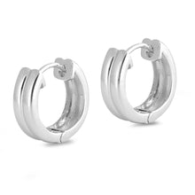 Load image into Gallery viewer, Sterling Silver Huggie Hoop Earrings With CZ Stones