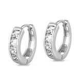 Sterling Silver Huggie Hoop Earrings With CZ Stones