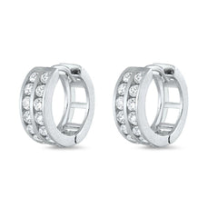 Sterling Silver Clear CZ Huggie Earrings