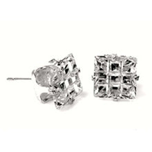 Load image into Gallery viewer, Sterling Silver Clear CZ Square Invisible Cut CZ Earrings