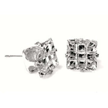 Load image into Gallery viewer, Sterling Silver Clear CZ Square Invisible Cut CZ Earrings