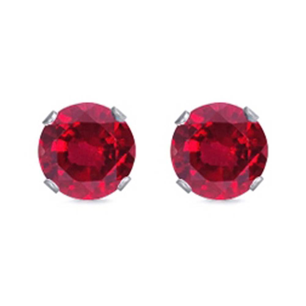 Sterling Silver Rhodium Plated Round Cut Stud Earring Set on Basket Prong Setting with Friction Back Post 9mm