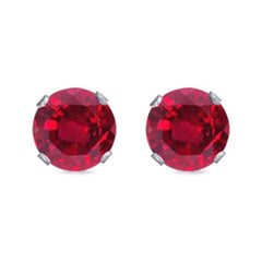 Sterling Silver Rhodium Plated Round Cut Stud Earring Set on Basket Prong Setting with Friction Back Post 7mm