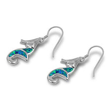 Load image into Gallery viewer, Sterling Silver With Lab Opal Seahorse Earrings