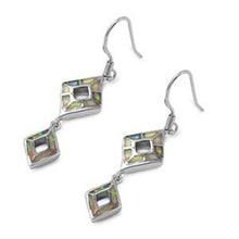 Load image into Gallery viewer, Sterling Silver Diamond Cut Shape With White Lab Opal EarringsAnd Earring Height 31mm