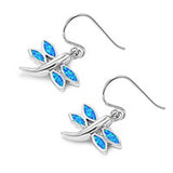 Sterling Silver Dragonfly Shape With Blue Lab Opal EarringsAnd Earring Height 18mm