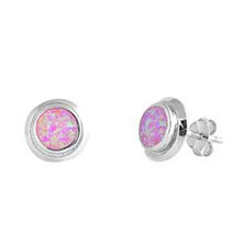 Load image into Gallery viewer, Sterling Silver With Pink Lab Opal Earrings