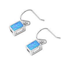 Load image into Gallery viewer, Sterling Silver Modish Plain Blue Lab Opal Rectangle Shape Earwire Styler with Earring Height of 9MM