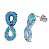 Sterling Silver Modish Infinity Design Blue Lab Opal Stud EarringAnd Face Height of 23MM