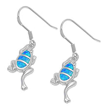 Load image into Gallery viewer, Sterling Silver Blue Lab Opal Frog Shaped Earrings