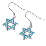 Sterling Silver Earrings With Star Shaped Blue Lab Opal