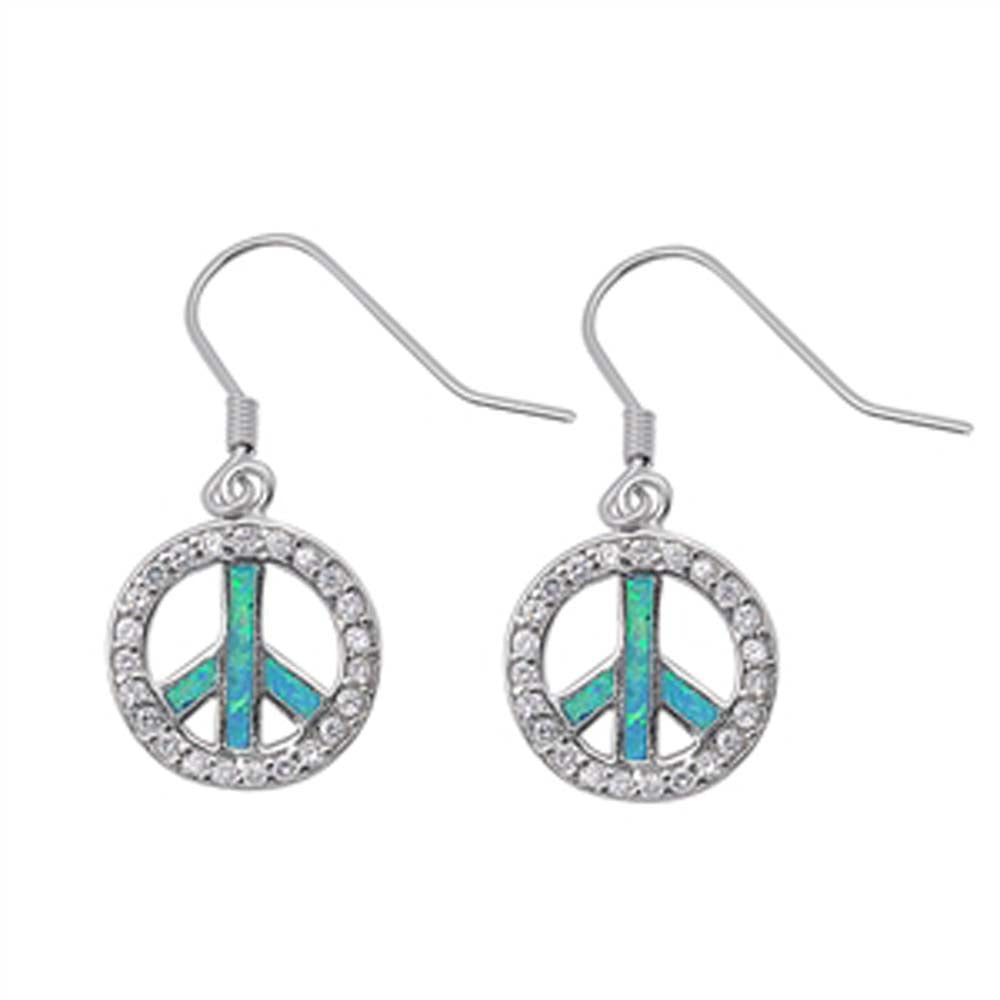 Sterling Silver Earrings With Blue Lab Opal With Clear CZ Stones