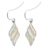 Sterling Silver Earrings With Diamond Shaped Whitee Lab Opal