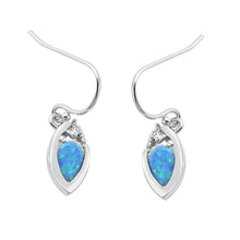 Load image into Gallery viewer, Sterling Silver Earrings With Drop Shaped Blue Lab Opal