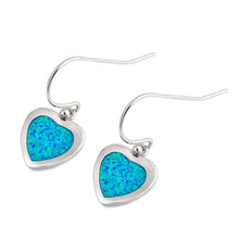 Load image into Gallery viewer, Sterling Silver Earrings With Heart Shaped Blue Lab Opal