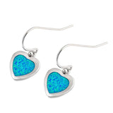 Sterling Silver Earrings With Heart Shaped Blue Lab Opal