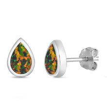 Load image into Gallery viewer, Sterling Silver Black Lab Opal Earrings