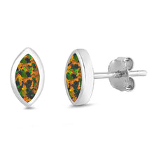 Load image into Gallery viewer, Sterling Silver Black Lab Opal Marquise Earrings