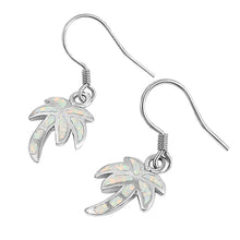 Load image into Gallery viewer, Sterling Silver White Lab Opal Palm Tree Shaped Earrings