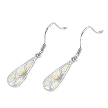 Load image into Gallery viewer, Sterling Silver Teardrop Shape With White Lab Opal EarringsAnd Earring Height 24mm