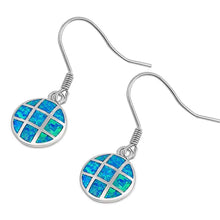 Load image into Gallery viewer, Sterling Silver Round Shape With Blue Lab Opal EarringsAnd Earring Height 15mm