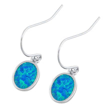 Load image into Gallery viewer, Sterling Silver With Lab Opal Oval Earrings