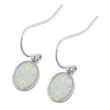 Load image into Gallery viewer, Sterling Silver With Lab Opal Oval Earrings