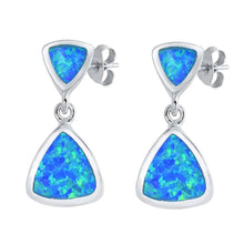 Load image into Gallery viewer, Sterling Silver With Blue Lab Opal Earrings