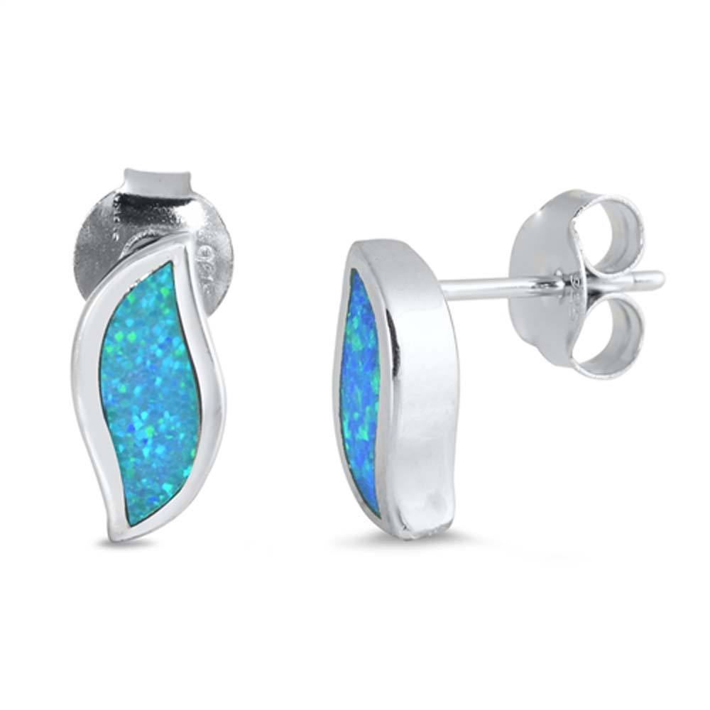 Sterling Silver With Blue Lab Opal Earrings