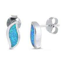 Load image into Gallery viewer, Sterling Silver With Blue Lab Opal Earrings