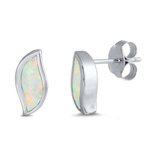 Load image into Gallery viewer, Sterling Silver With White Lab Opal Earrings