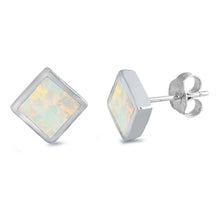 Load image into Gallery viewer, Sterling Silver With White Lab Opal Earrings