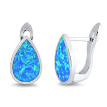 Load image into Gallery viewer, Sterling Silver With Blue Lab Opal Earrings